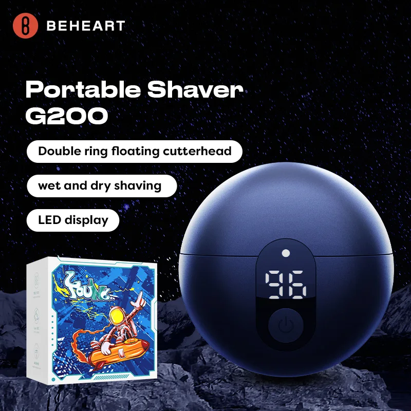 

BEHEART G200 Small Flying Saucer Electric Shaver Mini Compact Portable Razor Rotating Double Head Wet and Dry For Gift