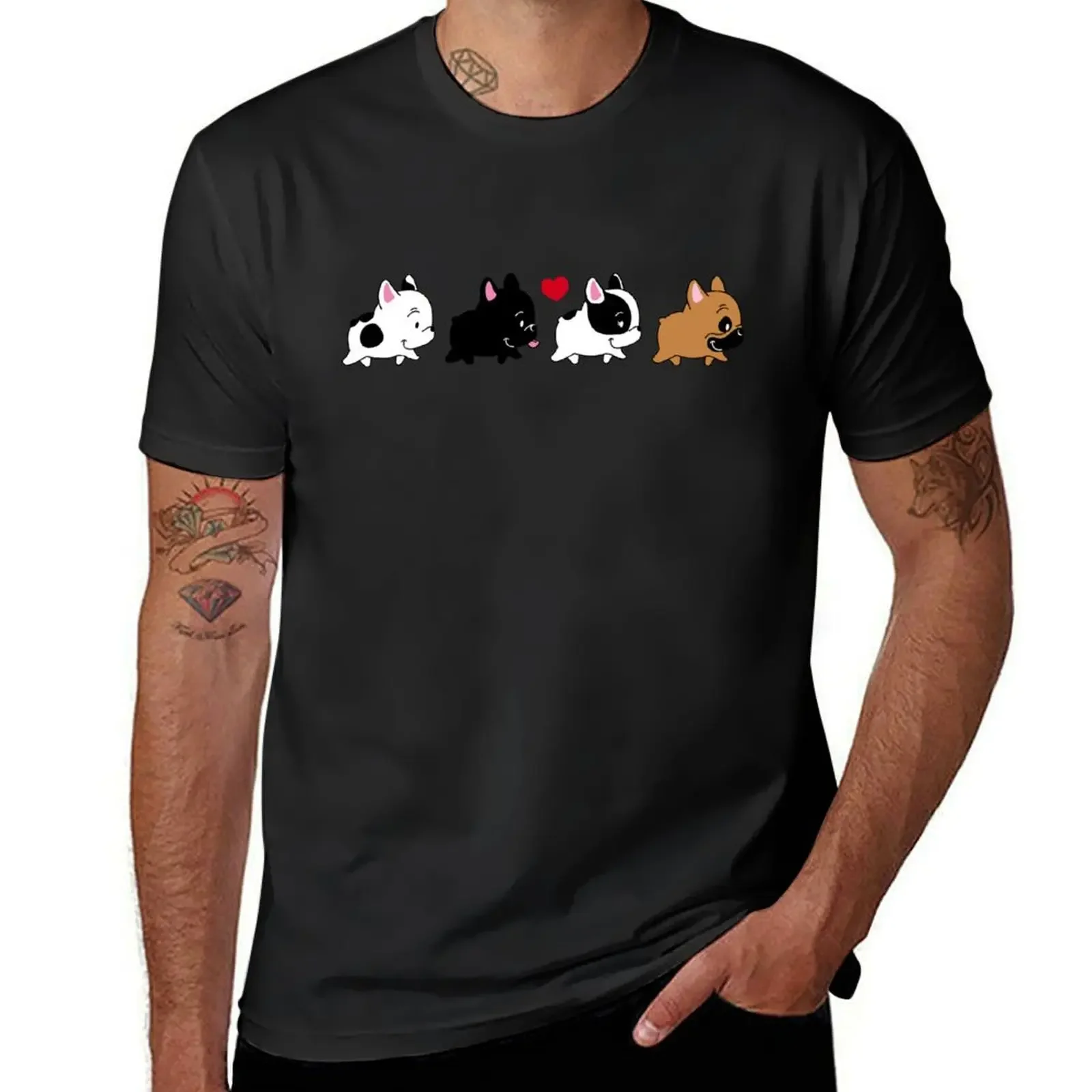 Frenchie Family T-Shirt anime clothes baggy shirts blacks T-shirts for men cotton