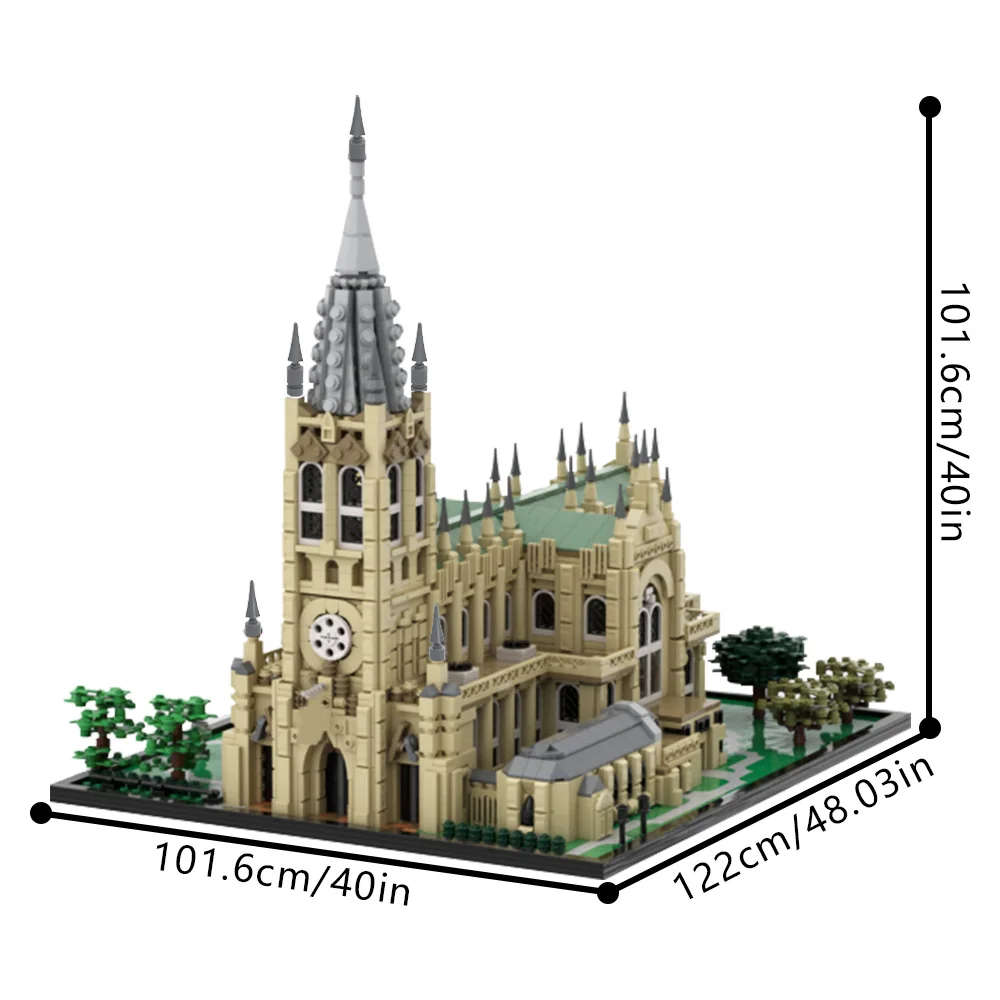 MOC FGrace 教会ニューヨークビルディングブロックモデル有名な中世の城建築レンガ組み立ておもちゃ子供のためのギフト