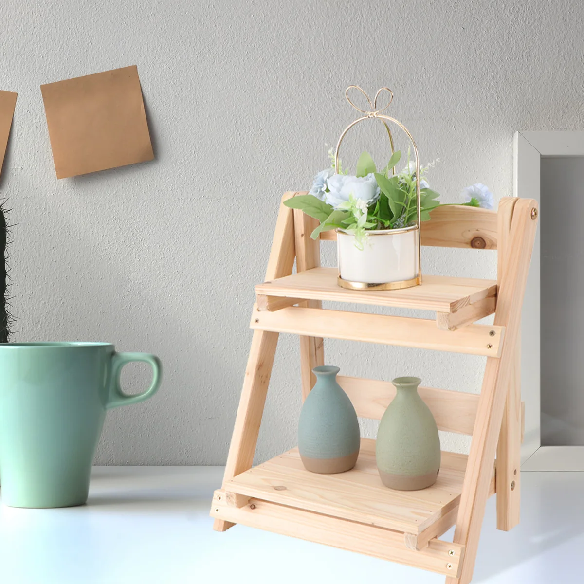 Solid Wood Flower St Bookshelf Storage Rack Multi layer Plant Pot Succulent Indoor Balcony Desk ganizer Eco friendly