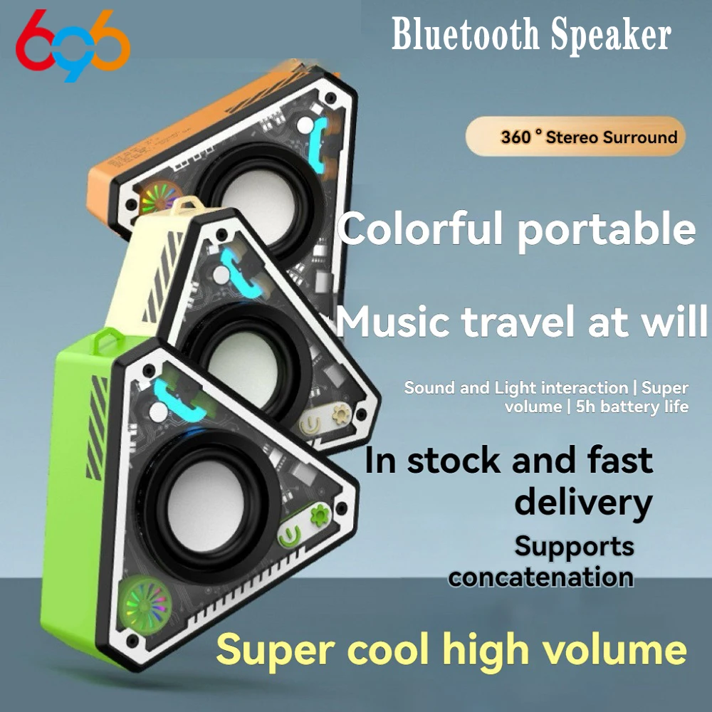 Mini Cool Mecha Bluetooth Speaker Subwoofer HiFi Surround Sound Outdoor Home Portable Wireless Bluetooth Speaker Music Player