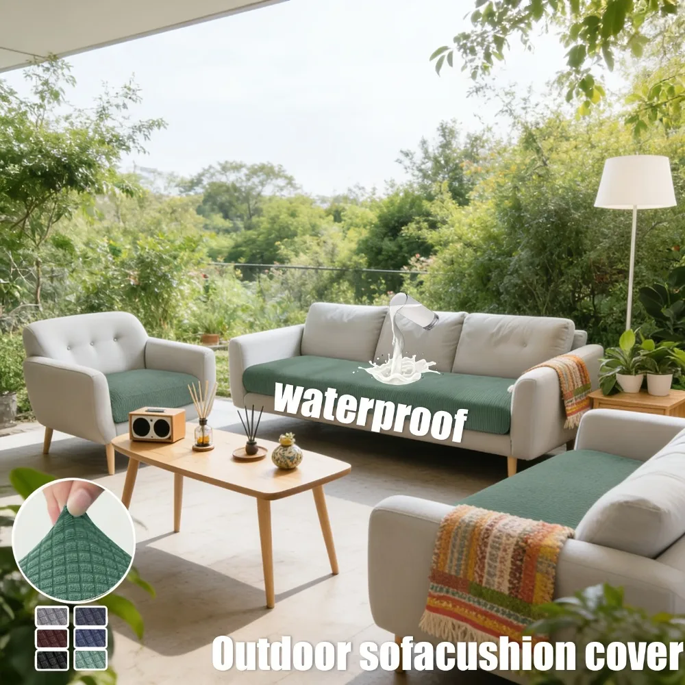Outdoor Waterproof Sofa Cushion Cover Stretch Jacquard Sofa Cover Pet Scratch Resistant Sofa Slipcover for Patio Home Decoration