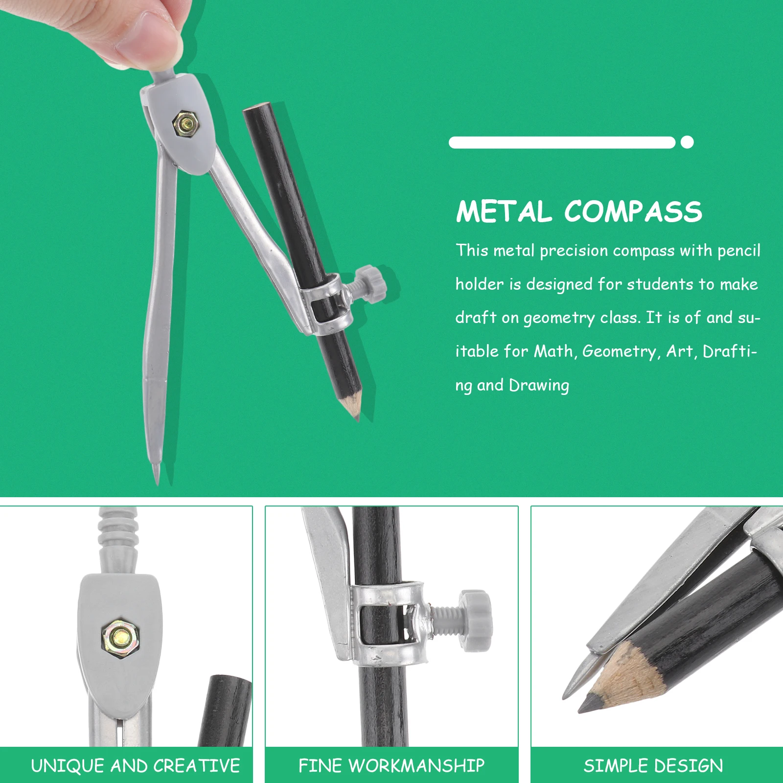 

Professional Carpenters Compass Drafting Precision Compass with Pencil Holder for Math Drawing School Compasses Set