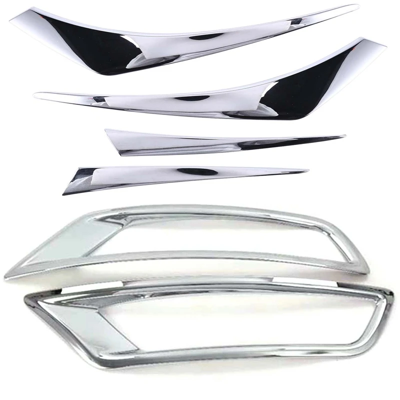 Car Chrome ABS Rear Reflector Fog Light Lamp Cover Trim Bezel Frame With Rear Tail Light Eyebrow Cover Trim