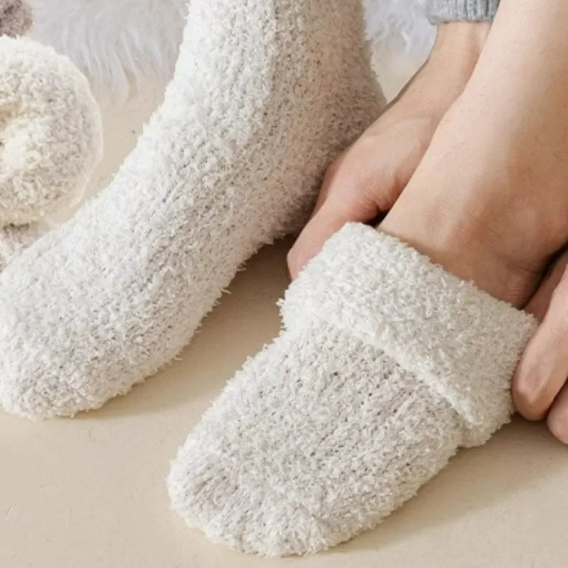 Cold Proof Men's Socks Women Anti Slip Warm Plush Middle Tube Socks Winter Cycling Mountain Climbing Thick Mid Length Hosiery