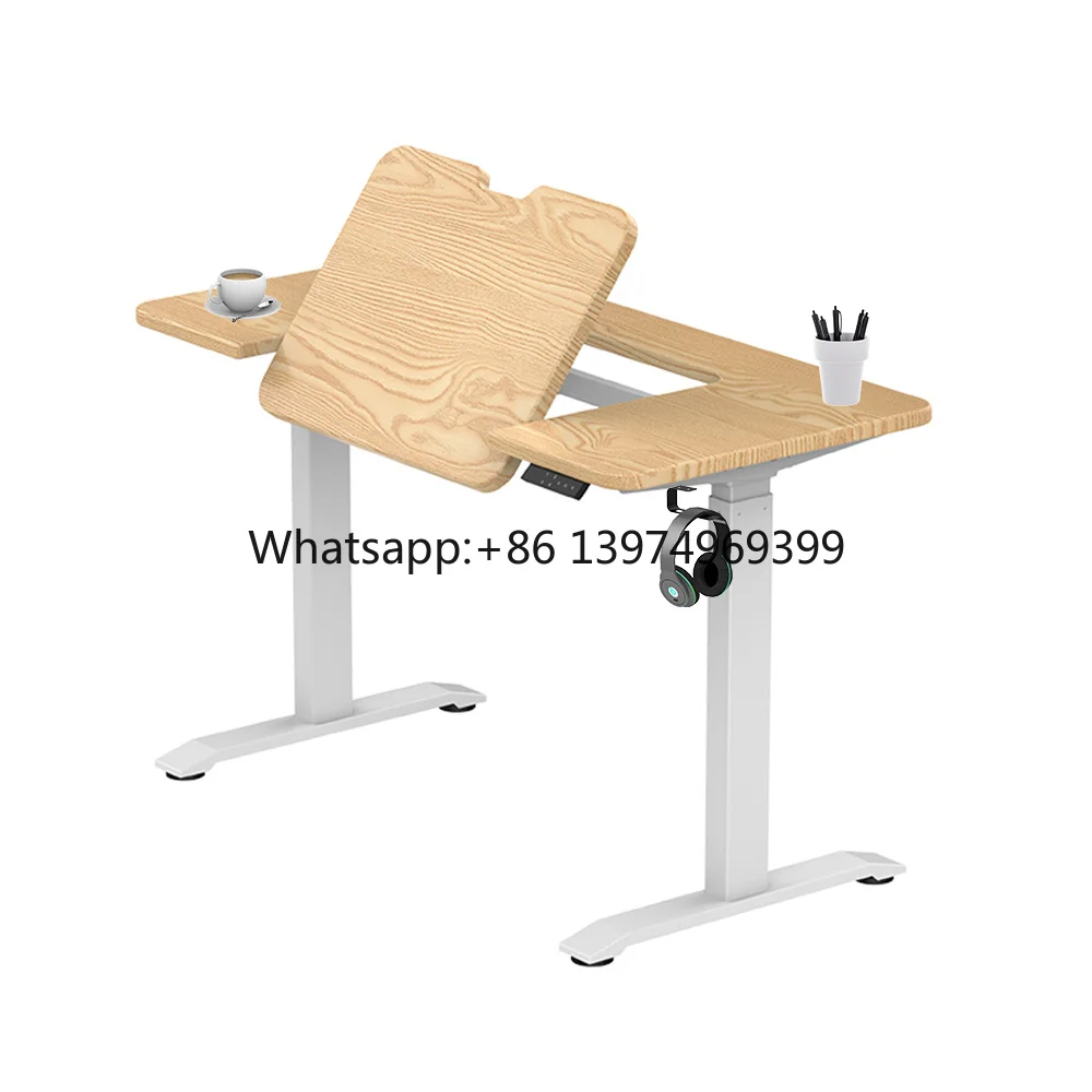 2025 New Dual Motor Electrical Height Adjustable Desk Half Tilting Desktop Sit to Stand Desk Drawing Table