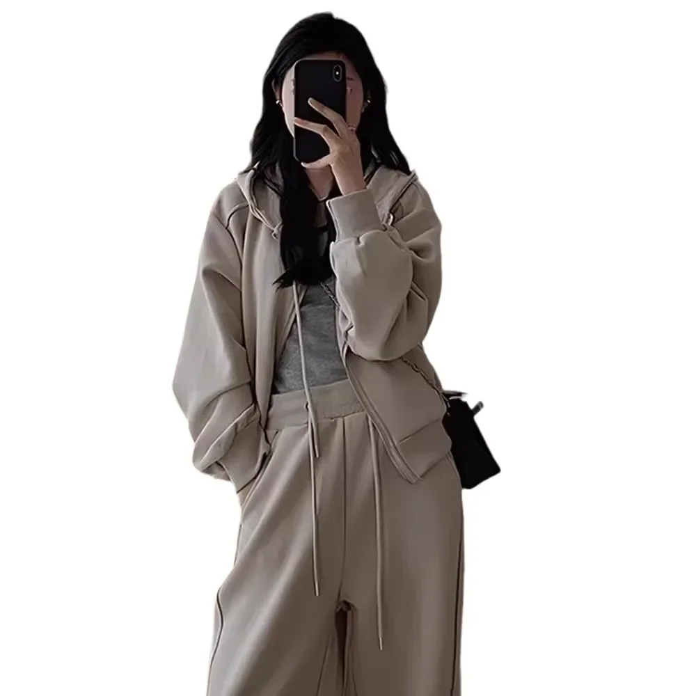 مجموعة أوائل الخريف 2024 نظام الشاي الجديد مطابقة الملابس النسائية حجم كبير البلوز قطعتين دعوى نظام الملح شعبية #5