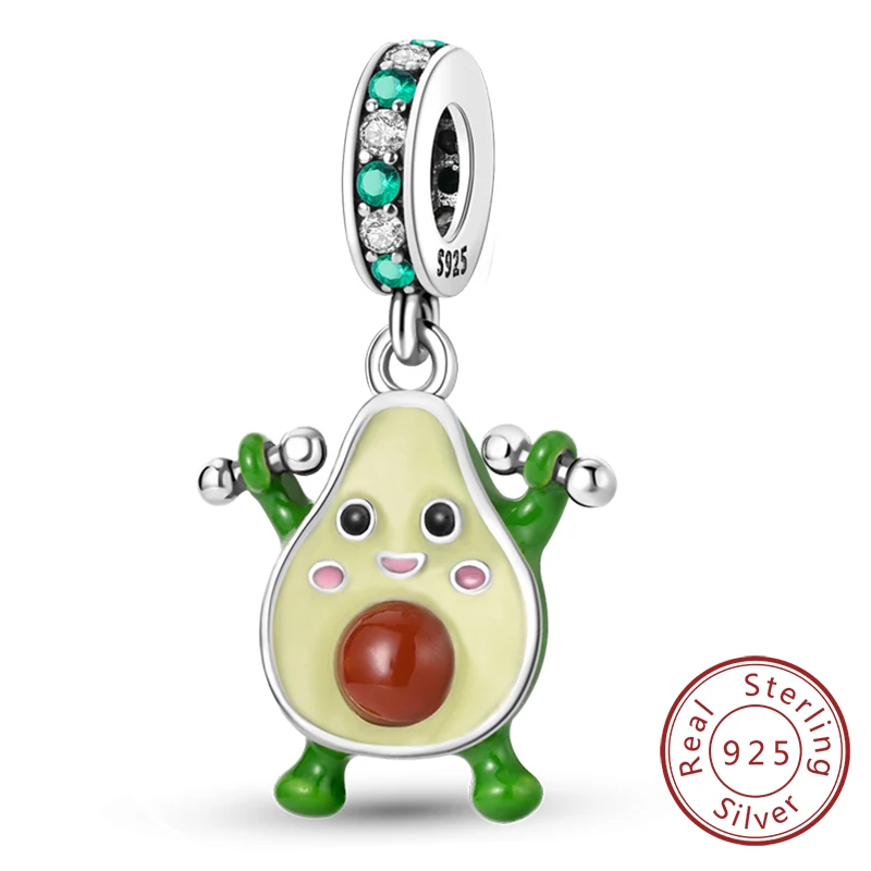 925 Sterling Silber Anhänger Charms Perlen Grünes Vierblättriges Kleeblatt Liebe Familienbaum Charms Passend für Original-Armband Damen Schmuck Geschenk