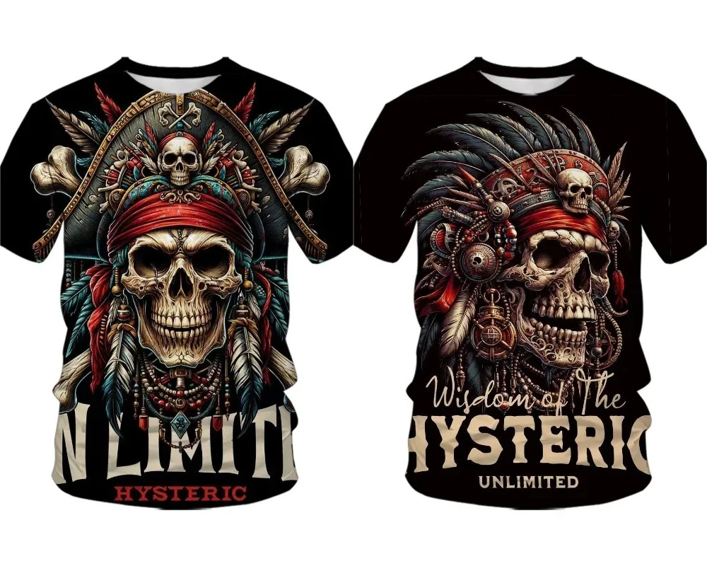 

New Harajuku Retro 3D Printing Graphic T-shirt Street Men's Motorcycle T-shirt High Street Trend Men's Tops Oversized T-shirt