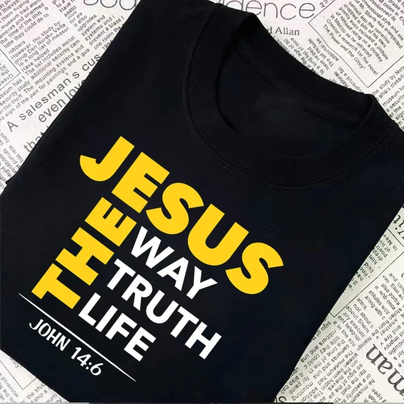 Jesus Way Truth Life Print New Women's T-Shirt Christian Religious Slogan and Shirts Believers Pray God Ladies Summer Clothes