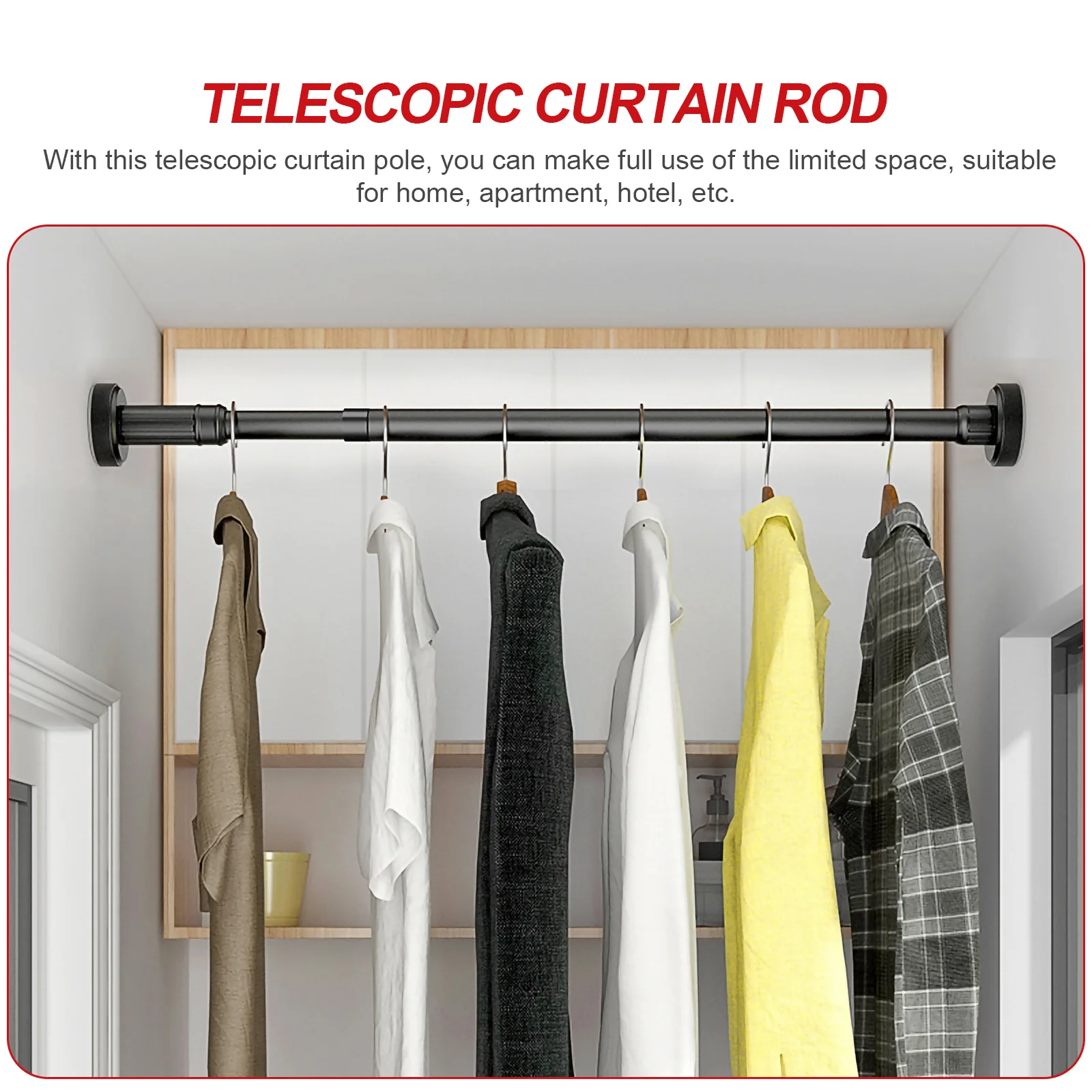 Telescopic Shower Curtain Rod No Nail Brackets Window Tension Rods for Windows Extendable Curtains