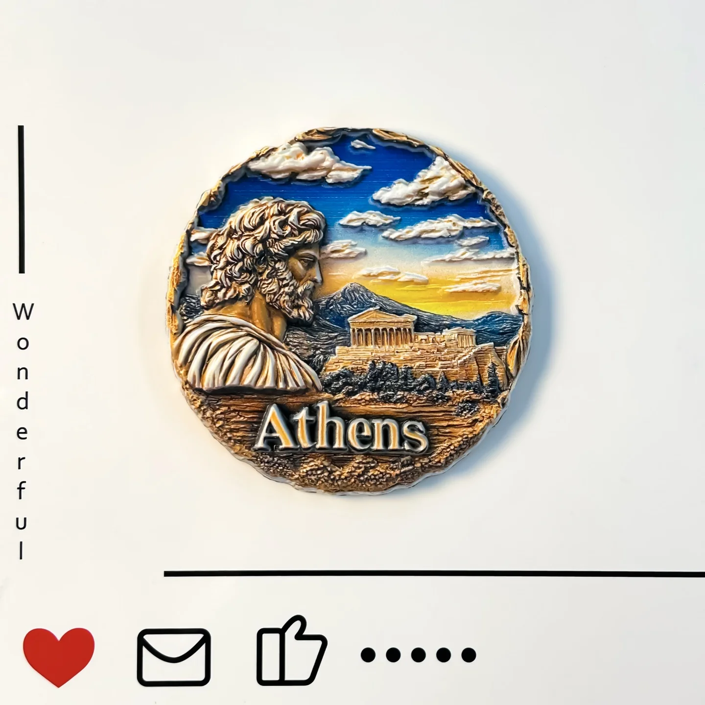 Figura mitológica grega e ateniense, Zeus, estilo retrô, templo Parthenon, adesivo de geladeira