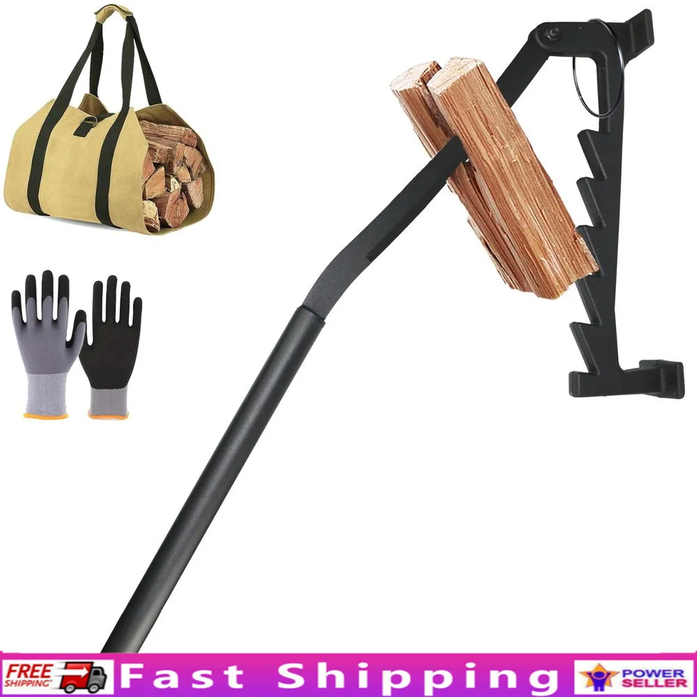 Wood Splitter Kindling Firewood Wall Mounted Manual Log Splitter Soft Wood 2 Handles Gloves Tote Bag Storage Ring Screws Bolt