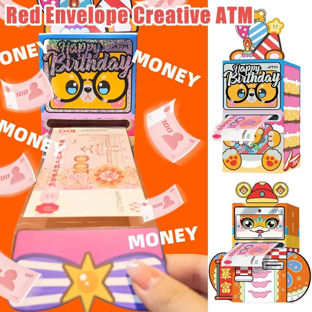 Creative ATM Red Envelope Cartoon Money Envelope Chinese New Year Red Lucky Bag 2025 Spring Festival Red Pocket Money Bag Gifts