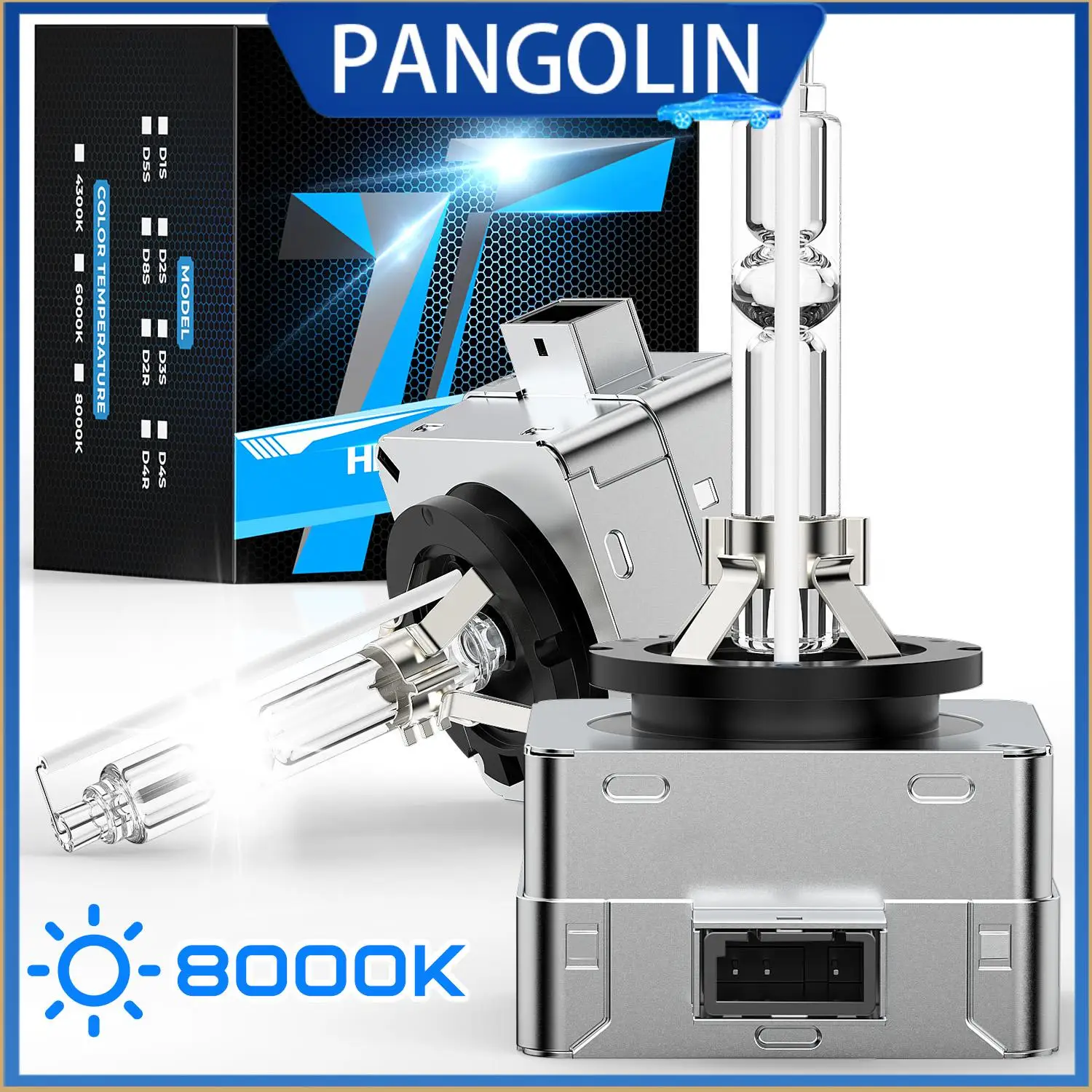 

PANGOLIN D1S 8000K HID Xenon Headlight Bulbs 35W 2Pcs Super Bright 300% Brighter Than Halogen Lights 4000LM Conversion Kit