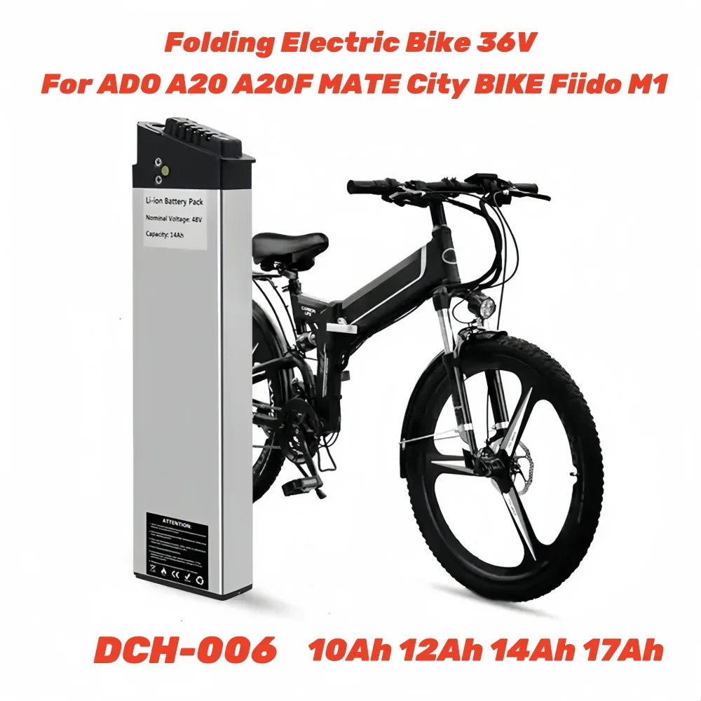 Aleaivy 36V Ebike batería para ADO A20 A20F MATE City BIKE Fiido M1 bicicleta eléctrica plegable 36V 10Ah 12Ah 17Ah batería de repuesto