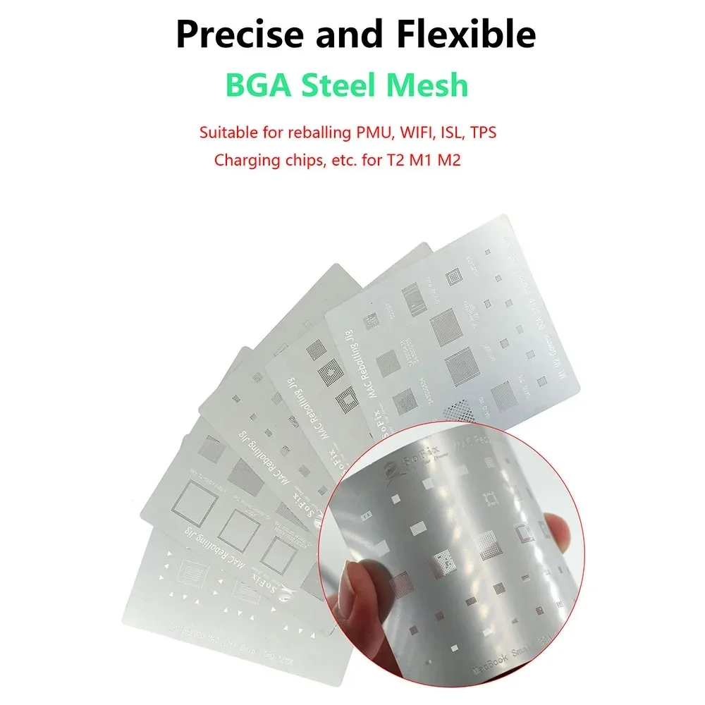 S-F302 BGA Resoldering Reballing Fixture with Complete Stencil For MacBook GPU PCH PMU SMC T1 T2 RMA NAND WIFI Power Chip Repair