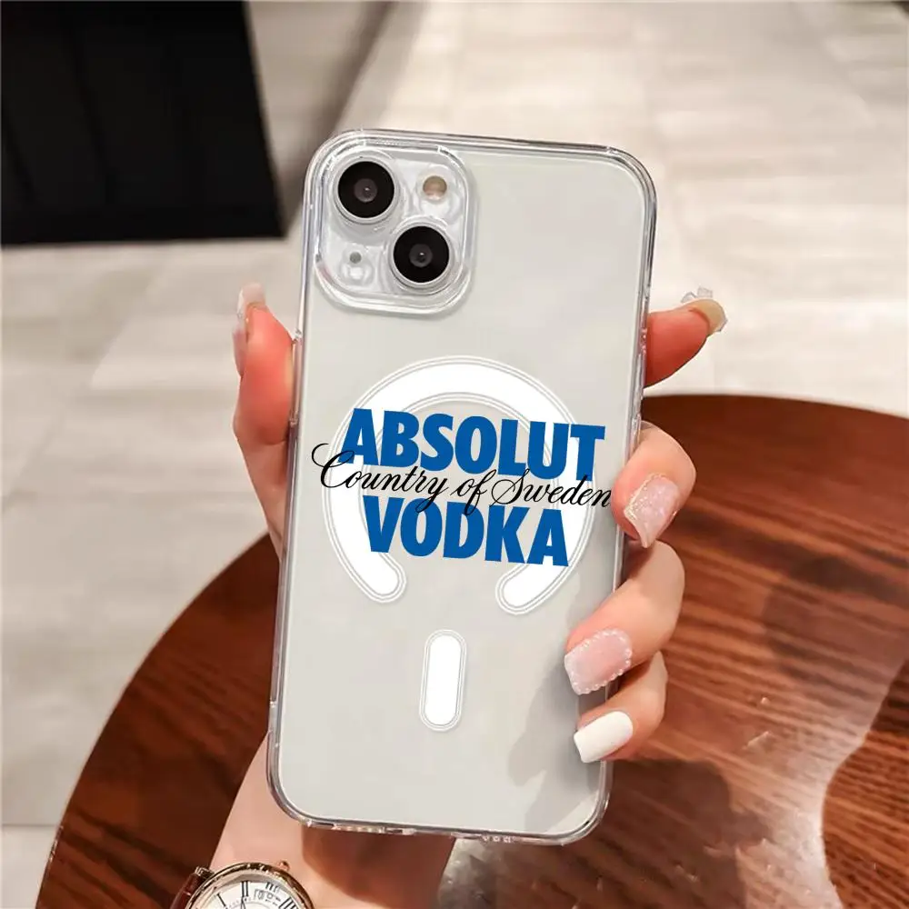 Funda para Teléfono A-AbsolutS V-VodkaS para iPhone 17 16 15 14 13 12 Pro Max Plus, Magnética, Transparente, Delgada, con Carga Inalámbrica