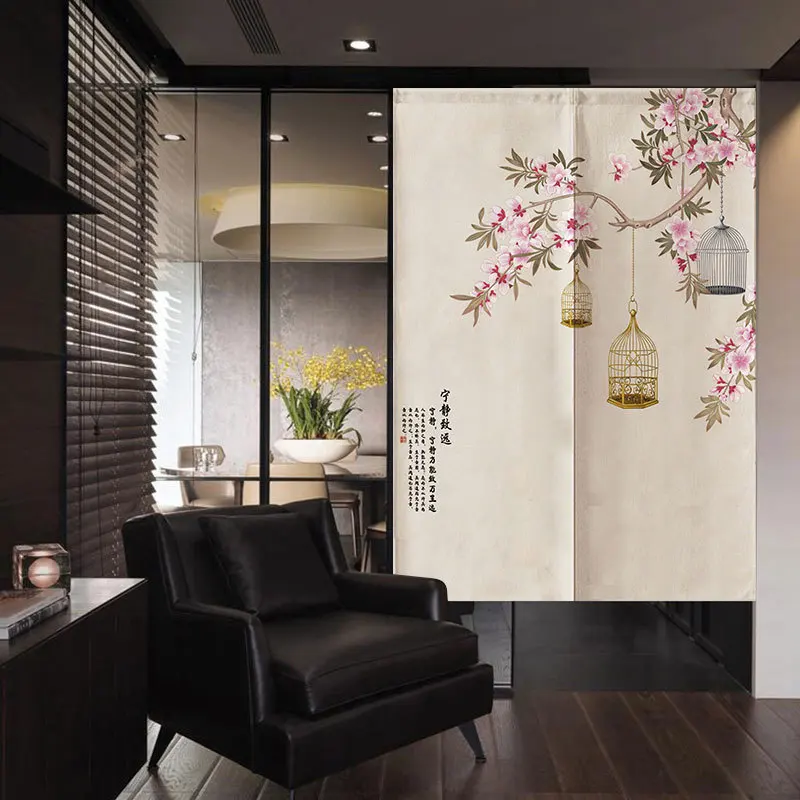 

Chinese Flower and Bird Door Curtain Bedroom Decoration Curtain Bathroom Kitchen Partition Curtain Feng Shui Curtain Noren