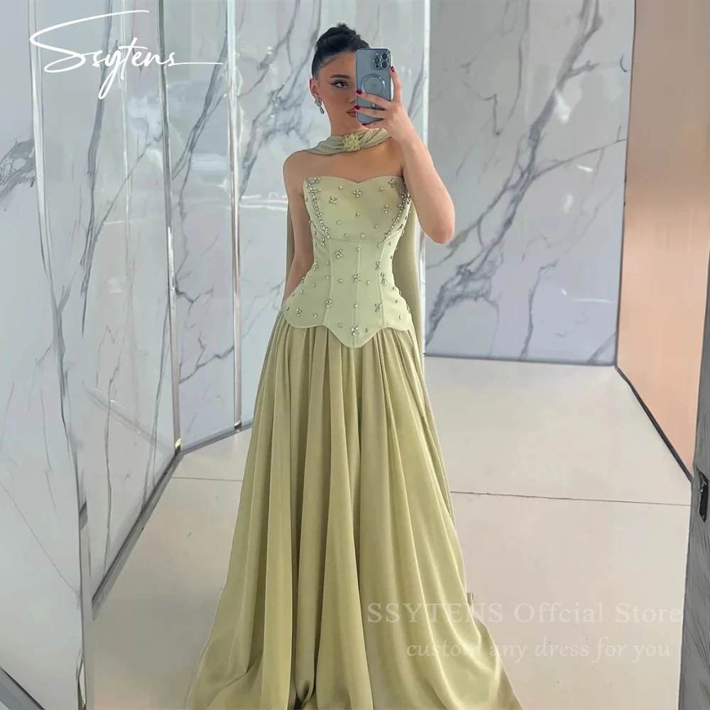 

SSYTENS Strapless Women's Prom Dress Luxury Beads Evening Dress Customized Long Prom Dresses 2026 Line A Robe Soiree Ball Gowns