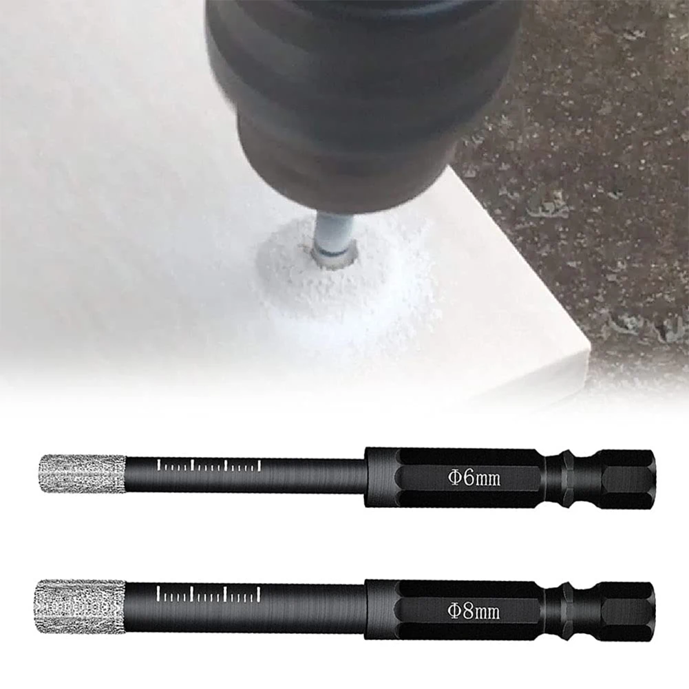 

2PCS Hex Shank Diamond Dry Drill Bits 6mm 8mm Hole Saw Cutter Drilling Tool For Granite Marble Ceramic Tile Glass