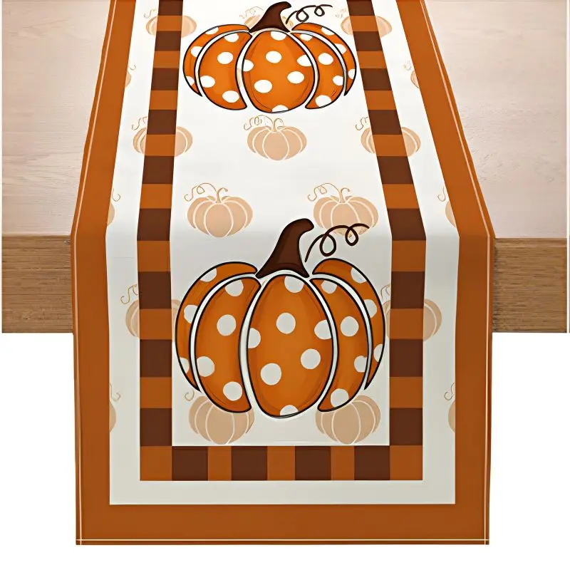 VIKAMA 2/4/6pcs Autumn Thanksgiving Table Runner Polkadot Pumpkin goblin Maple Leaf Table Flag Country Style Table Decoration