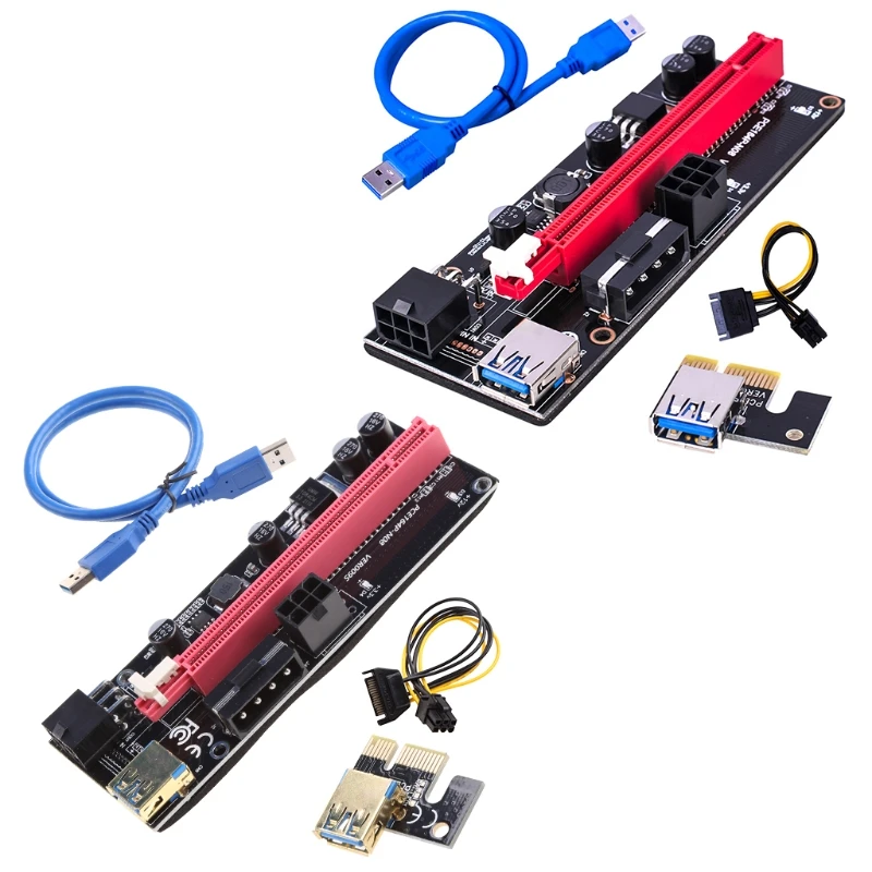 

PCI-E PCIE Riser 009 for Express 1X 4x 8x 16x Extender USB Riser 009S GPU Dual 6 Pin Adapter Card 15 pin Fits BTC M