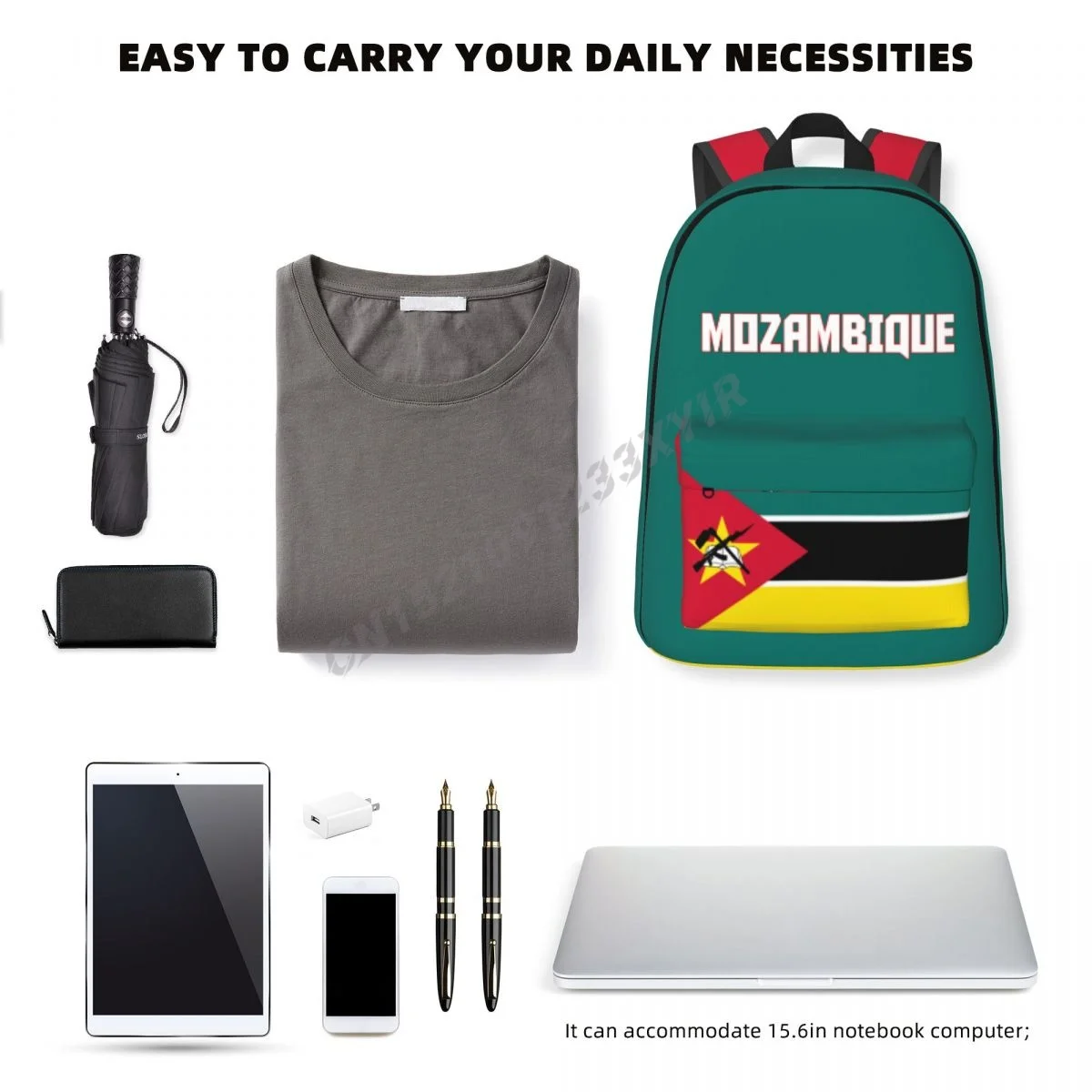 Unisex Backpack Mozambique Flag Stitch Schoolbag Messenger Bag Case Laptop Travel Bag Mochila Gift