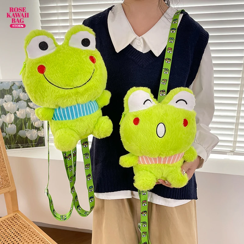 

Sanrio Plush Bag Cartoon KEROKERO KEROPPI Backpack Kawaii Cotton Plush Cute Sweet Style Crossbody Bag for Children Girls Gifts