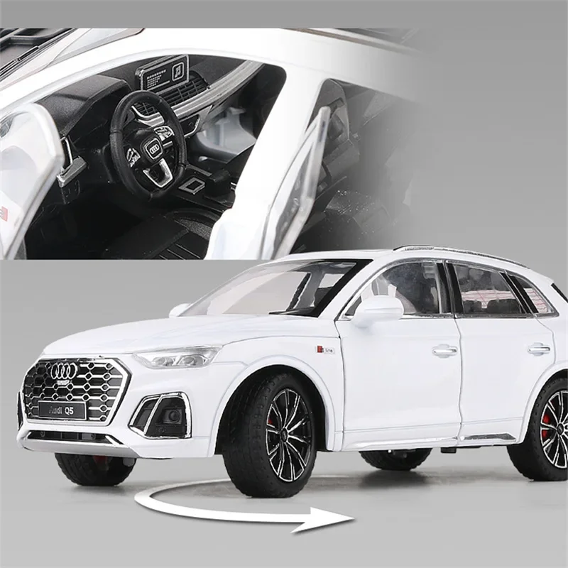 1:24 AUDI Q5 SUV Alloy Car Model Diecasts Metal Toy Vehicles Car Model High Simulation Sound Light Collection Childrens Toy Gift