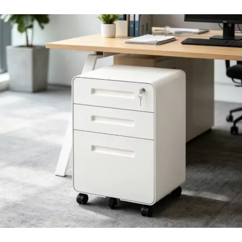 Mobile 2 Drawer Filing Cabinet Steel Lock Removable Locker Office Storage Organizer for Home Commercial Workspace with Wheels