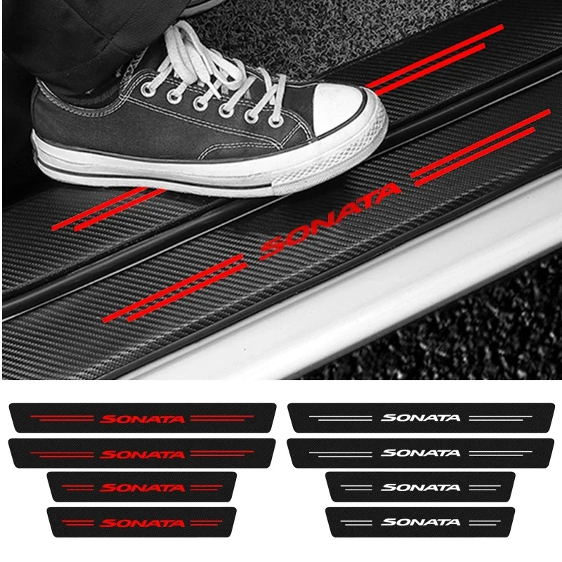 

4 шт., защитная полоса на порог автомобиля, водонепроницаемая наклейка для Hyundai Sonata, значок Tucson Veloster Kona I30, Accent Genesis