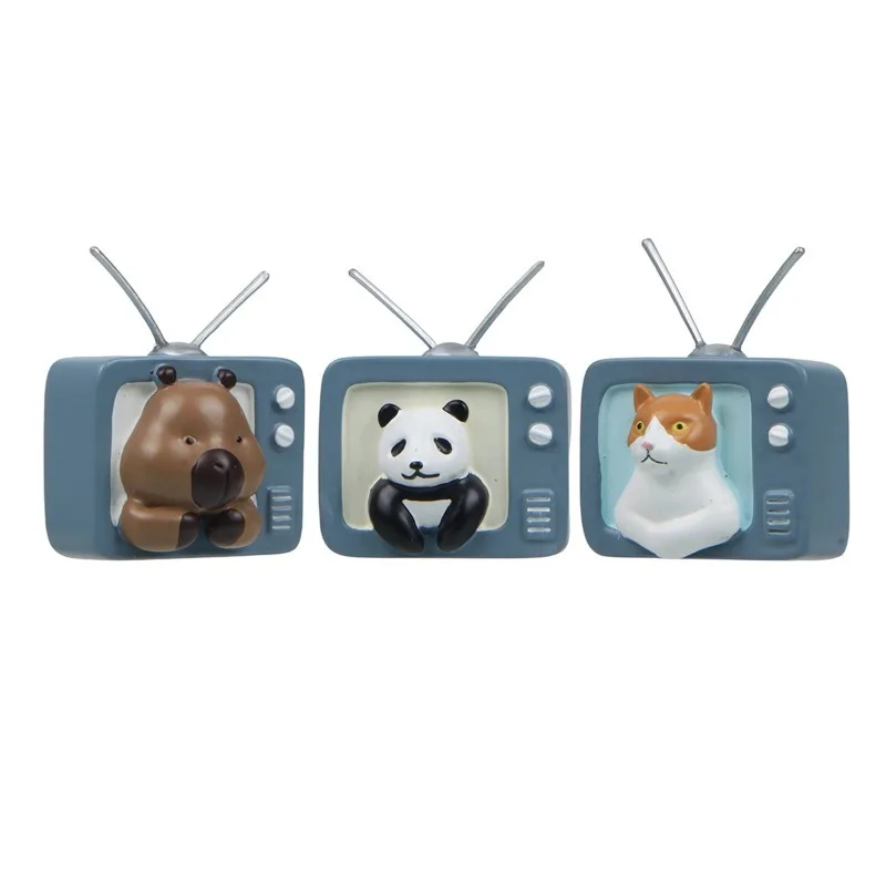 Animal TV Fridge Magnet - Capybara Panda Cat Cartoon Design Creative Magnetic Decor for Kitchen