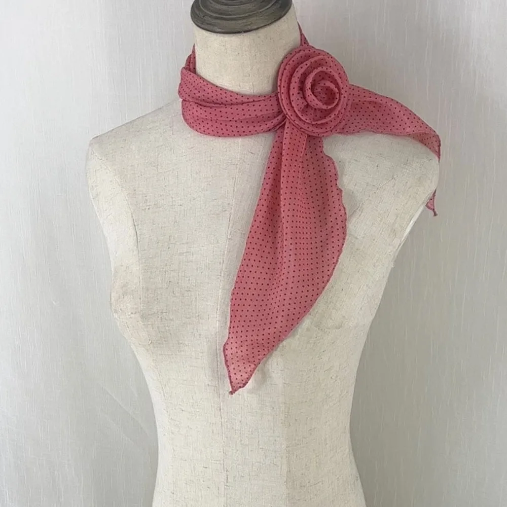 Модный шелковый шарф с леопардовым принтом, съемный галстук «сделай сам», головной платок с цветком, лента, шарф с розой для женщин и девочек