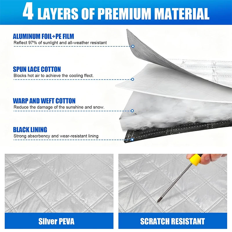 Caravans Insulation Protective Cover Front with 7mm Piping Thermal Mat with Reflective Strips Protection for Caravan 200x160cm