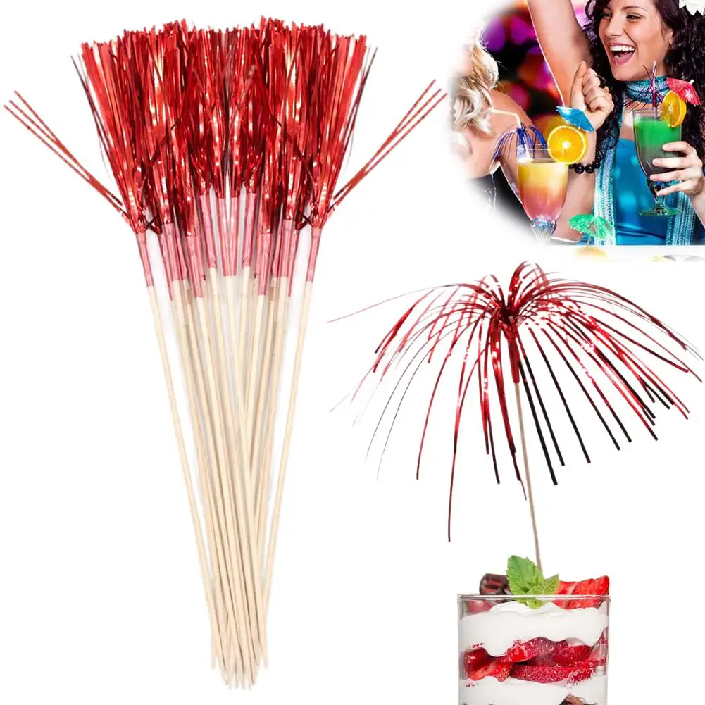 

Firework Cupcake Toppers Foil Frill Toothpicks Holiday Cake Decorations Food Picks For Graduation Party Fruit Dessert Stick N8H7