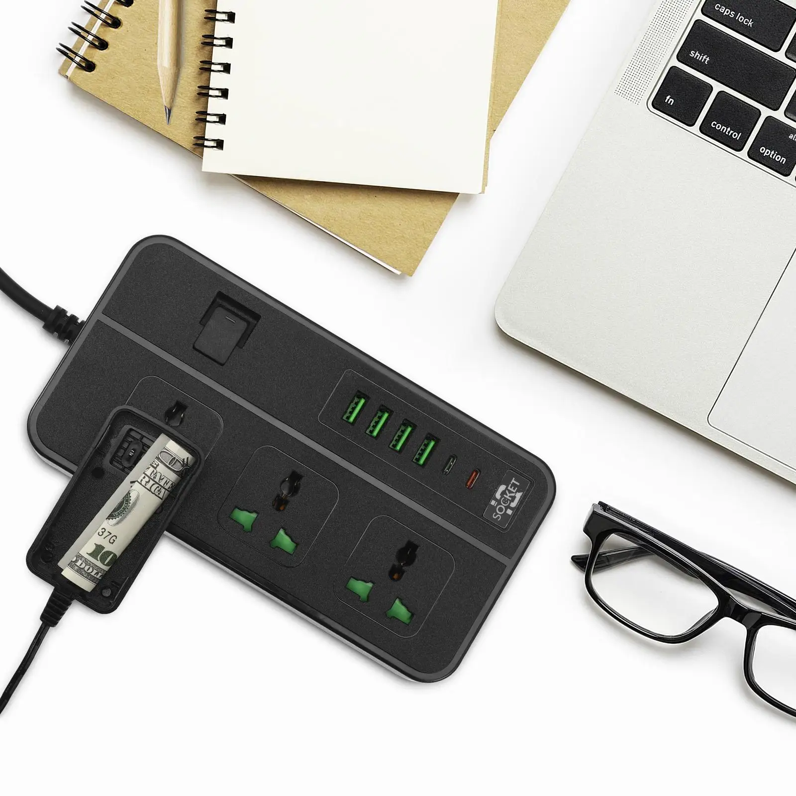 Charging Plug Storage Box Safe Container for Black Artificial Cash Holder Durable Plastic Protector