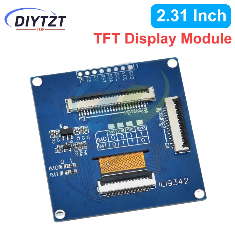 DIYTZT 2,31 pulgadas 8PIN SPI 262K Color TFT LCD módulo de pantalla ILI9342 controlador 320*240 (RGB) para Arduino