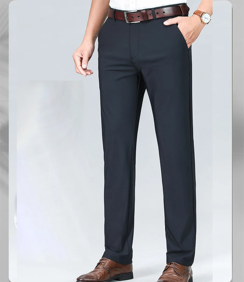 Spring Autumn Trousers Men Formal Dress Suit Pants Work Pants Quality Business Casual Pants Straight Elastic Black Long Pants