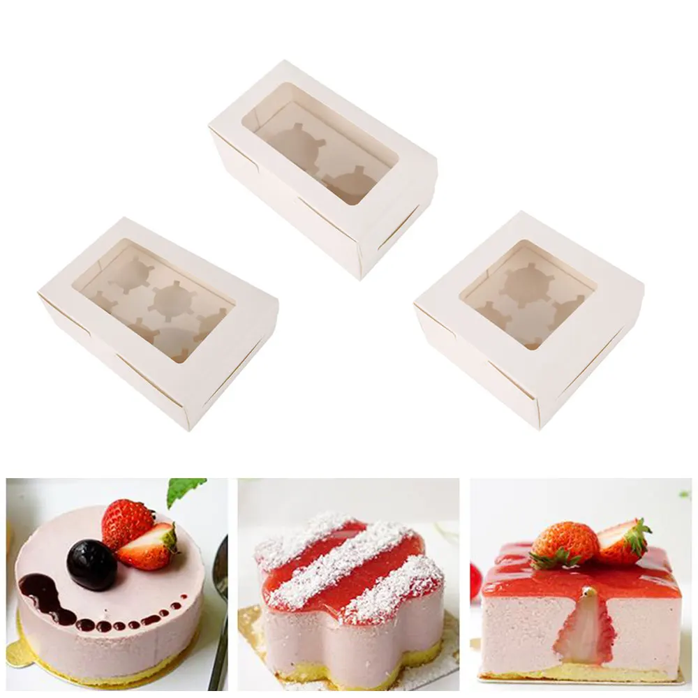 Cupcake Boxes with Inserts Cake Boxes with Clear Window Cake Holder Cupcake Carrier 2/4/6 Holes Muffin Boxes for Holidays