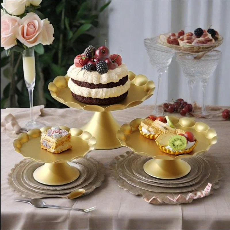 

Elegant Vintage Gold Cake Stand - Tall Footed Tiered Dessert Plate for Wedding & Afternoon Tea