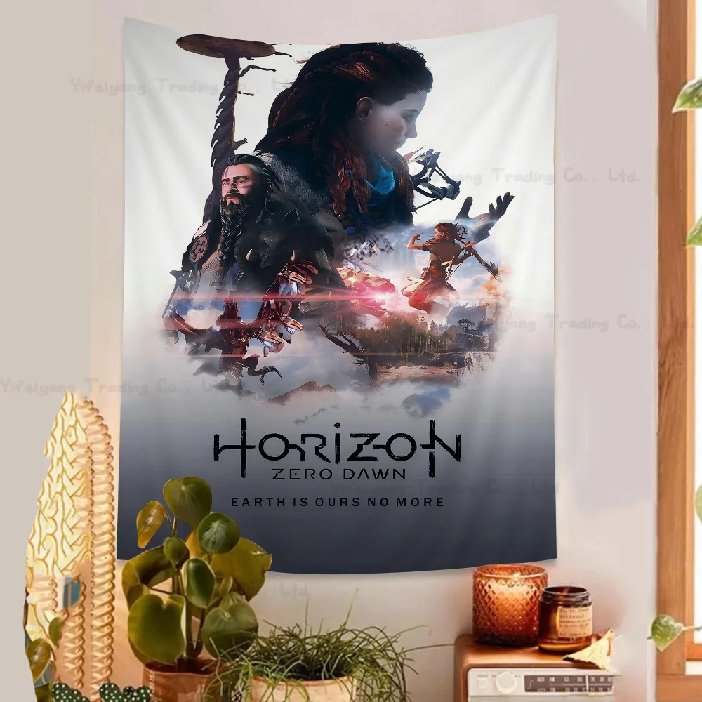 H-Horizon Zero Dawn Game Anime Tapestry Hanging Tarot Hippie Wall Rugs Dorm Home Decor