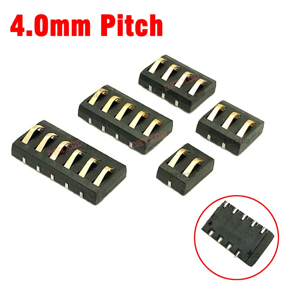 2Pcs 3A SMT Spring Battery Connector 4.0 MM Pitch 2 3 4 5 6 Pin Male Female Contact Power Charging Seat Spring Plated 5U