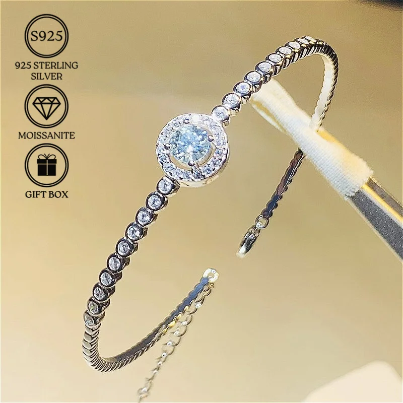 

1pc 0.5 Carat Enchanting Moissanite Bracelet Crafted From S925 Sterling Silver: An Exquisitely Designed Gem.