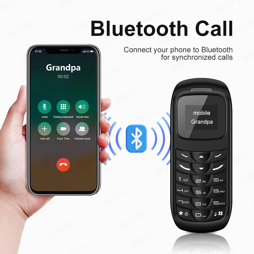SERVO BM70 Мини резервный мобильный телефон с двумя SIM-картами в режиме ожидания, волшебная запись голосовых вызовов, черный список, будильник, 2G, супер маленькие мобильные телефоны
