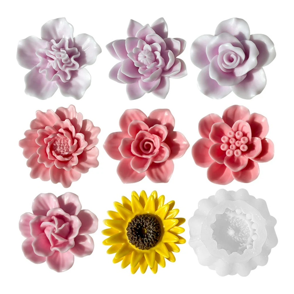 

Flower Aromatherapy Candle Silicone Mold Rose Crystal Dropping Glue Silicone Mold Scented Making Tools 3D DIY Handmade Fragrance