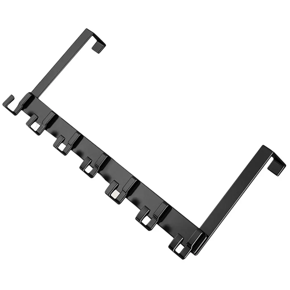 

7 Hooks Over the Door Hanger Black Long Arm No Punching Door Hooks for Hanging Clothes Carbon Steel Home