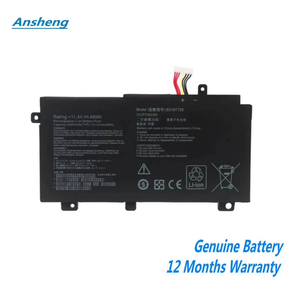 

NEW B31N1726 B31BN91 Battery For ASUS FX504 FX86 FX80GM FX505GE FX505DT FX80GE PX505GE PX505GD FX505GM FX80G B31BnEH A41LK9H