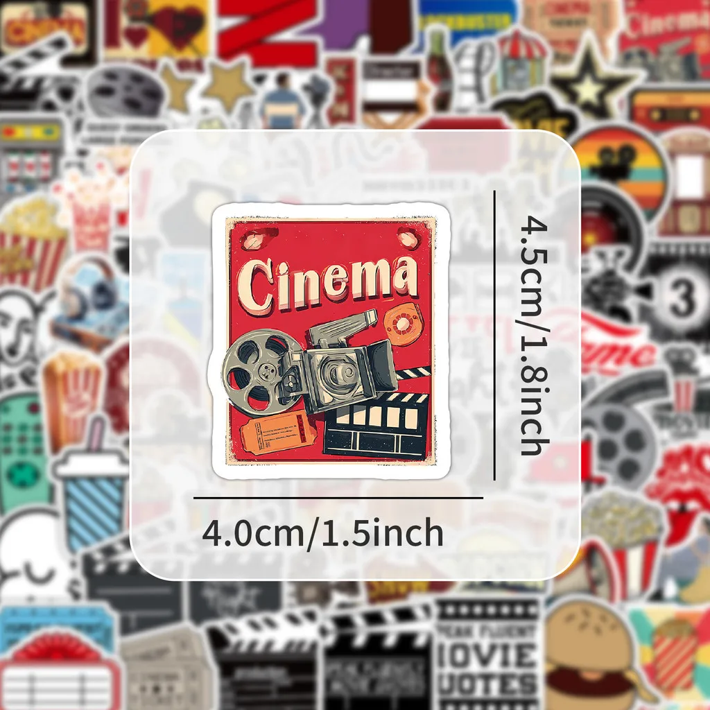 103Pcs Movie Theater Themed Stickers Waterproof Cinema Graffiti Decals for Laptop Luggage DIY Decor LanLanStickersWorld Store - view 5