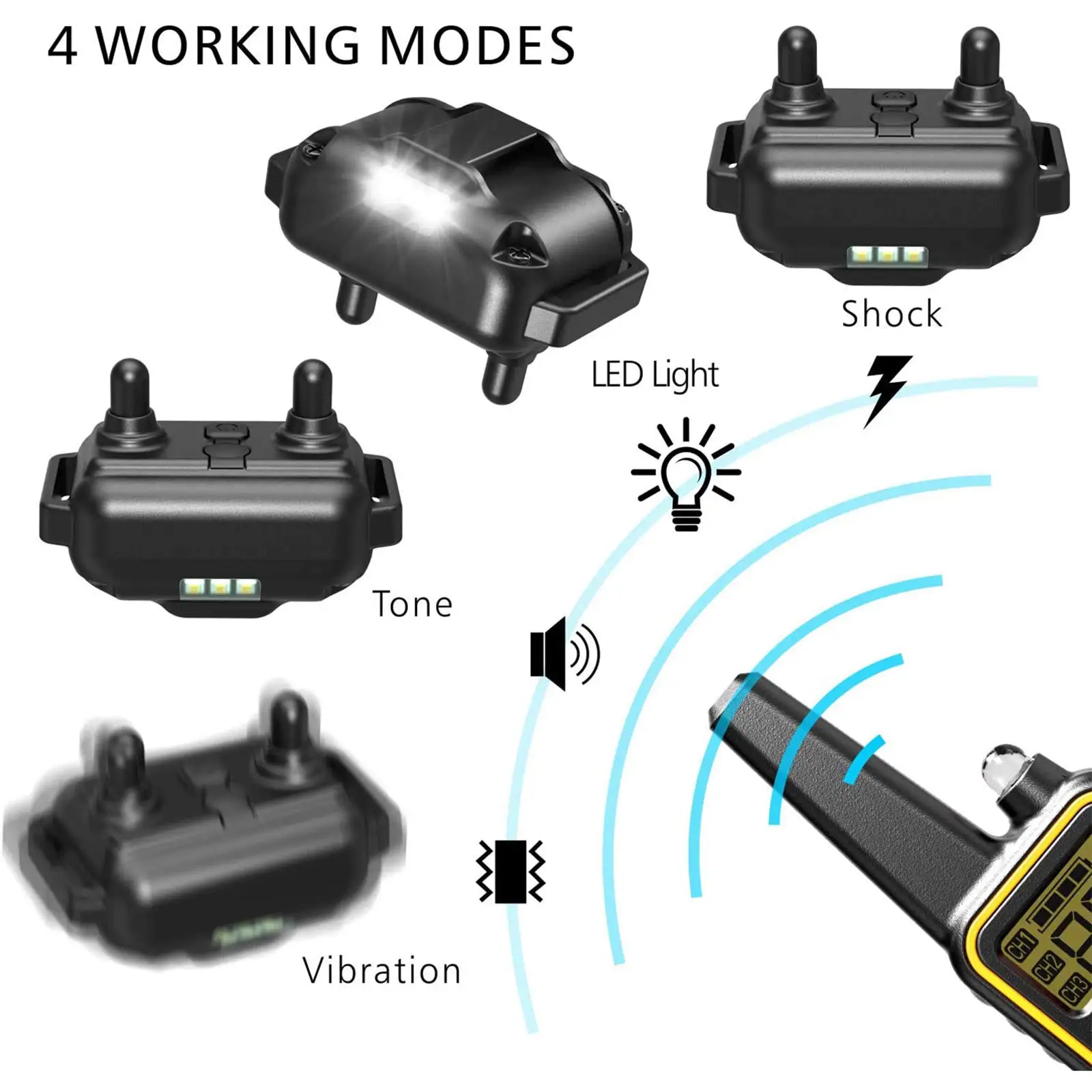 Electric Dog Training Collar Waterproof Dog Bark Collar Pet With Remote Control Rechargeable Anti Barking Device All Dogs Size